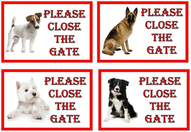 Metal Close the Gate Sign BORDER COLLIE WESTIE DOBERMAN GERMAN SHEPHERD - Image 1 of 1