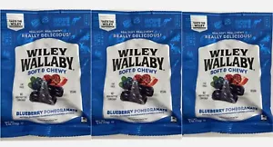 3x Bags Wiley Wallaby Soft & Chewy Blueberry Pomegranate Gourmet Licorice 4oz - Picture 1 of 9
