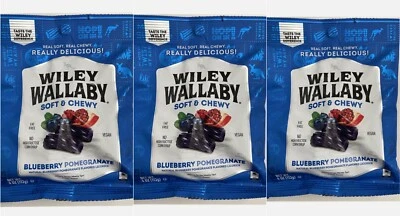 3x Bags Wiley Wallaby Soft & Chewy Blueberry Pomegranate Gourmet Licorice 4oz - Image 1 of 4