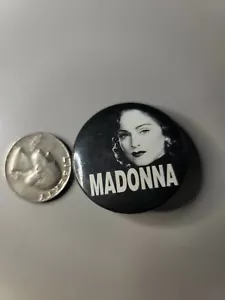 Vintage Madonna Black Pin Back Button 1992 Madge 90's - Picture 1 of 3