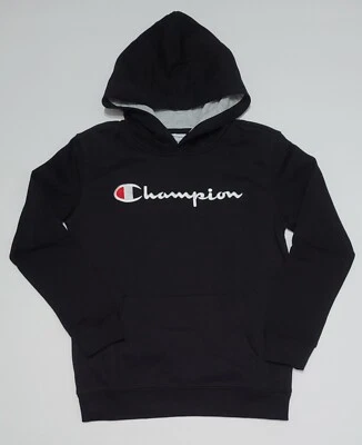 Champion Script Logo Youth Black Pullover Hoodie Size Medium (10/12) New - Image 1 of 4