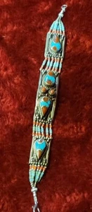Sterling Silver .925 Coral, Turquoise Bracelet Balinese Made - Picture 1 of 10