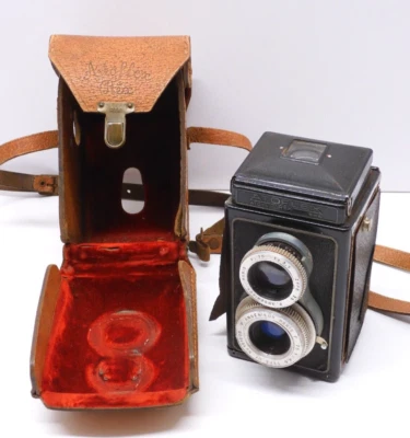 -APPAREIL PHOTO ATOFLEX REX 6 x 6 ANGENIEUX années 50 VINTAGE SACOCHE CUIR  D - Photo 1/4