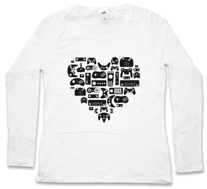 CONTROLLER HEART II DAMEN LANGARM T-SHIRT Game Gamepad Evolution Joystick - Bild 1 von 1