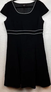 Alex Marie Little Black Dress Size 14 Classic White Piping Elegant Fully Lined - Picture 1 of 5