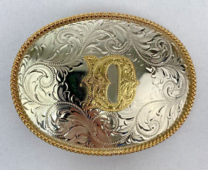 Montana Silversmiths Classic Western Oval Two-Tone Initial D Belt Buckle - New*