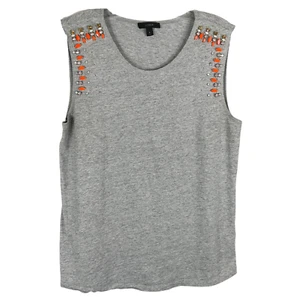 Canotta J Crew piccola grigia con perline impreziosita da maglietta senza maniche strass 898 - Foto 1 di 7