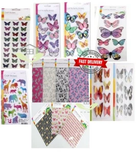 Craft Butterfly Puffy Stickers 3D Glitter Sheet Foil Animals Metallic Paper - Picture 1 of 15
