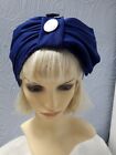 Vintage inspired 20s30s half bow Electric blue hat turban chemo size M 58 cm 