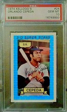 PSA 10 Orlando Cepeda 1974 Kellogg's 3D Lenticular Super Stars Vintage Promo HOF