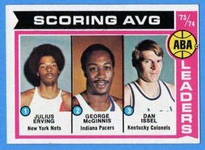 1974-75 TOPPS SCORING AVG LEADERS JULIUS ERVING DAN ISSEL 207 EXMNT+!