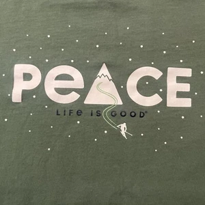 Life Is Good Kids Medium Shirt Long Sleeve Peace Ski Mountain Green - Picture 1 of 9