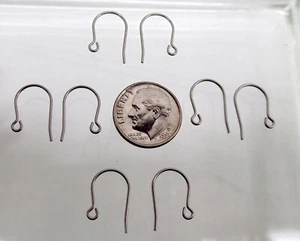 Pure TITANIUM Ear Wires French Hooks w/ Open Loop ~ Grade 1 No Nickel  15mm Post - Picture 1 of 7