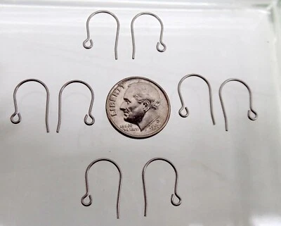 Pure TITANIUM Ear Wires French Hooks w/ Open Loop ~ Grade 1 No Nickel  15mm Post - Image 1 of 4