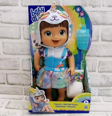 Baby Alive Tinycorns Doll Blue Panda Unicorn Drinks Wets NEW - Image 1 of 4