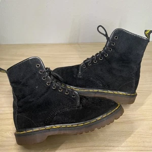 Vintage Doc Martens Made In England Schwarz Samt Cord 8-Loch Kampfstiefel 7-7,5 - Bild 1 von 11