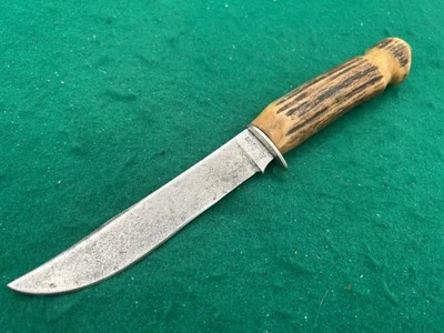 1920-1940 solo cuchillo REMINGTON R-73 HOJA COMPLETA, MANGO DE CIERVO PERFECTO Foto 1 de 4