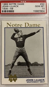 1989 Notre Dame John Lujack #22 Fighting Irish 1935-59 Heisman Trophy 1947 POP 1 - Picture 1 of 2