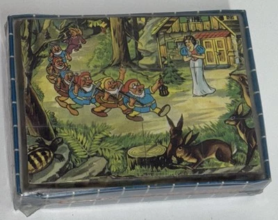 Bloques rompecabezas checos vintage Blancanieves cubos de madera 6 imágenes diferentes sellados Foto 1 de 4
