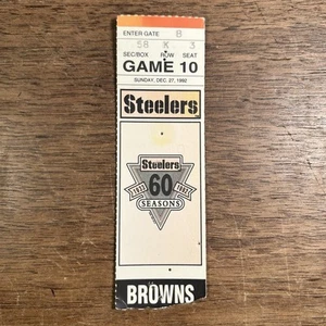 1992 Pittsburgh Steelers vs Cleveland Browns Ticket Dec 27 Rod Woodson - Picture 1 of 2