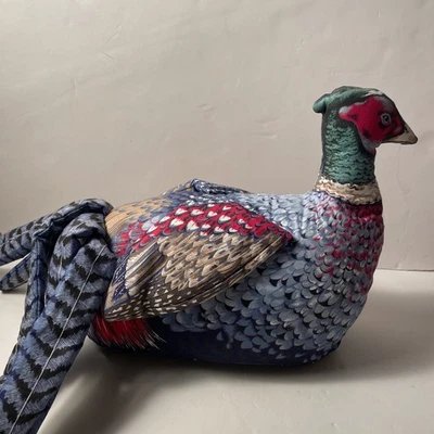 Vtg Ring Necked Pheasant Soft Sculpture Pillow Stuffed Animal Bird - Image 1 of 4
