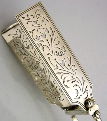 BELLISSIME PINZE DA SERVIZIO VERDURE ASPARAGI ARGENTO STERLING INGLESE 1890 ANTICHE - Immagine 1 di 4