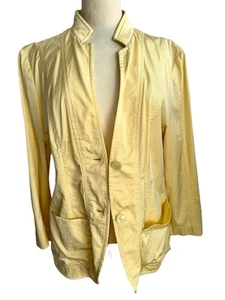 Marc Cain Blazer Jacke Boho Style Gelb Gr. 42 Trendy Instyle Baumwolle Viscose - Picture 1 of 6
