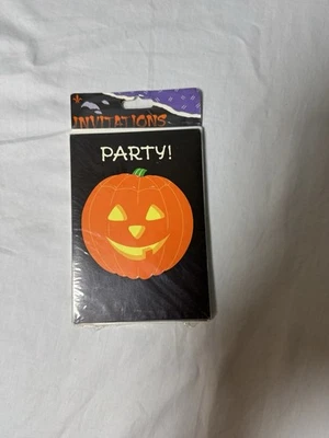 Vintage 90s Gibson Greetings Halloween Invitations Cards Pumpkin Jack A Lantern - Image 1 of 3