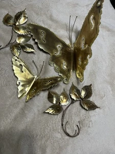 2 Vintage Metall Schmetterlinge & 2 Blattranken - Bild 1 von 11