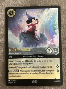 Lorcana D23 Expo 2024 Disney MICKEY MOUSE PLAYFUL SORCERER Promo Card - Picture 1 of 2