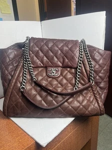 Chanel Brown Quilted Tote Bag Silver Hardware - Picture 1 of 8