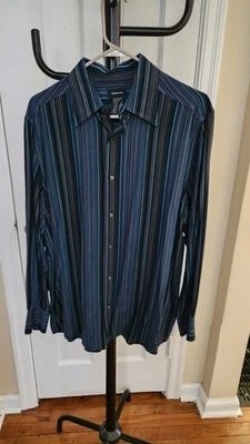 Camisa de vestir Claiborne con cuello abotonado para hombre talla L verde azulado y negro manga larga Foto 1 de 4