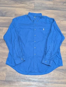 Camisa Polo Ralph Lauren Peso Pluma Sarga Botón XXL Azul Amarillo Poni - Imagen 1 de 7