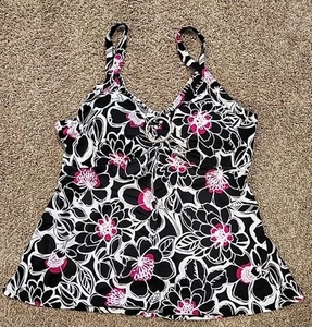 Swim 365 by Swimsuits For All Tankini Top Womens Size 20 Black & White - Picture 1 of 6