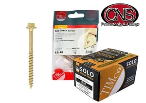 Timco Solo Coach Screw Hex Flange Head Yellow Zinc Plated Choose Size & Quantity - Picture 1 of 24