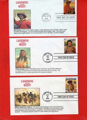 LEGENDS OF THE WEST,  Unique Set of 20 Different,  3 First Day of Issue Cities - Image 1 of 4