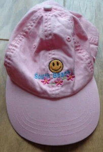 SOUTH BEACH FL Juvenil Niña Usada en Excelente Condición Rosa Gorra de Béisbol con Flores Bordadas y Sonrisa - Imagen 1 de 4