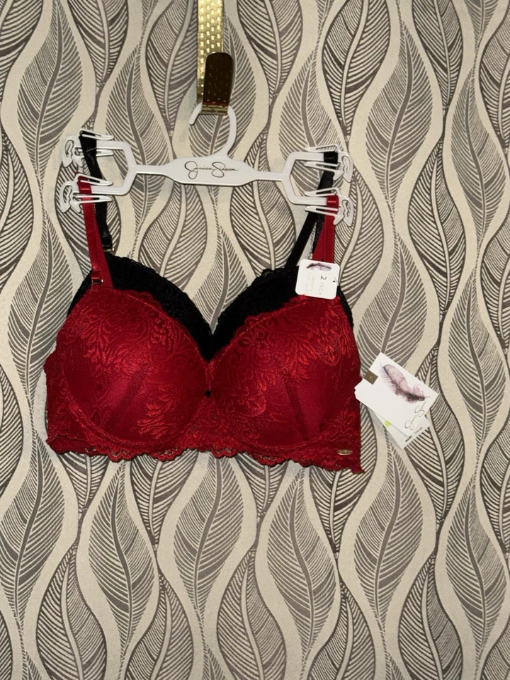 🎄 Jessica Simpson Paquete de 2 Lote 36B Sujetador Push Up Extremo Negro Rojo Nuevo🔥💜 Foto 1 de 4