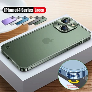 For iPhone 15 Pro Max 14 13 12 Aluminum Metal Frame Bumper Matte Clear Back Case - Picture 1 of 24