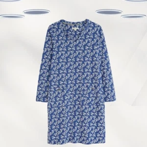 Ex White Stuff Women's Long Sleeve Jersey Dress in Blue Floral - Picture 1 of 4