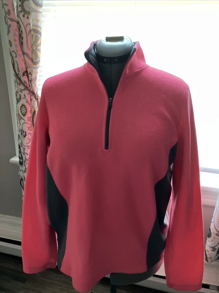 Женский флисовый пуловер TEKGEAR 1/4 на молнии размер XL розовый и серый чистый без дыма - Изображение 1 из 4