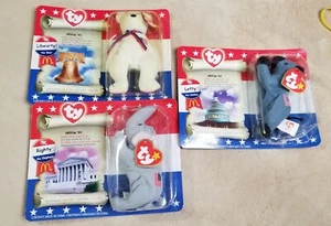 Ty Political Lefty Donkey and Righty Elephant Beanie Babies Liberty McDonalds - Picture 1 of 2