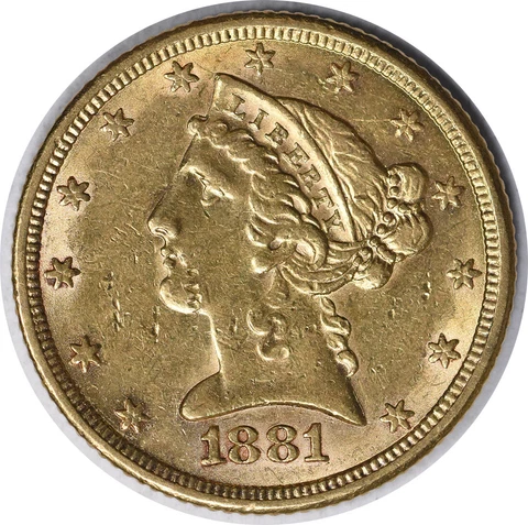 1881 $5 Gold Liberty Head AU Slider Uncertified #1043 Cover