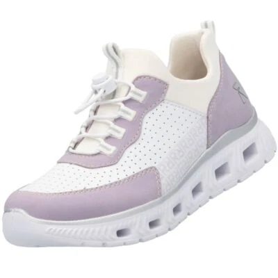 Rieker Damen Sneaker Halbschuh Vegan Komfort Weiß/Lila M6067-30