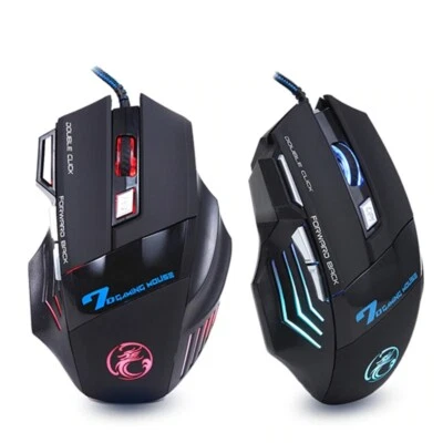 USB Wired Gaming With LED Backlight Gamer Mouse 7 Button 5500 DPI For Laptop PC - Image 1 of 4