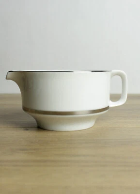 sublime pot à lait en céramique blanc et argenté Bavaria Eschenbach service café - Photo 1/4