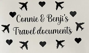 Personalised Travel Documents Vinyl Decal Stickers For Holiday Folder/ Box - Picture 1 of 2