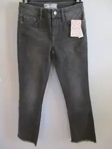 JEANS FREE PEOPLE TAGLIA 24 (NERO) CON POLSINO SFILACCIATO ANTRACITE SBIADITO NUOVO CON ETICHETTE $78,00 - Foto 1 di 8