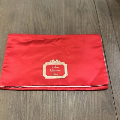 Vintage Christian Dior Les Bas Delicates Red Satin Hosiery Jewelry Bag 10x6 - Image 1 of 4