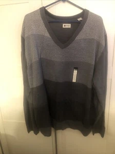 Haggar Men's Gray V-Neck Ribbed Knit Sweater Pullover Classic Casual 3X - Picture 1 of 3